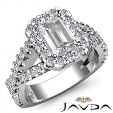 Halo Shared Prong Cross Shank diamond Ring 14k Gold White