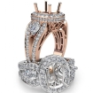 Cushion 3 Stone Halo Diamond Engagement Ring 18k Rose Gold Vintage Semi Mount 1.85Ct - javda.com 