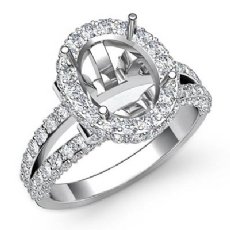 1.4Ctw Diamond Engagement Ring 14k White Gold Oval Semi Mount Halo