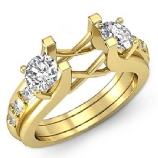 Round Diamond 3 Stone Engagement SemiMount Ring 14k Gold Yellow Prong Bar Setting  (1Ct. tw.)