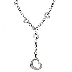 17.8g 14k White Gold Heart Italian Link Necklace 7m 16