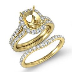 Cushion Diamond Semi Mount Engagement Wedding Ring Bridal Set 18k Gold Yellow (1.8Ct. tw.)