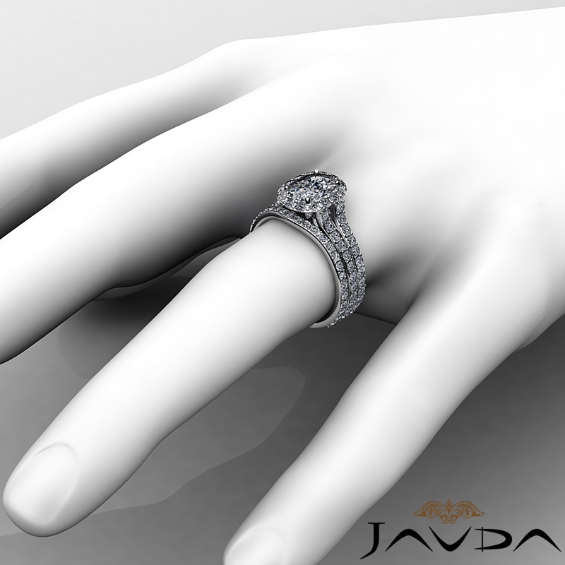 Halo Pave Wedding Set diamond Ring 14k Gold White