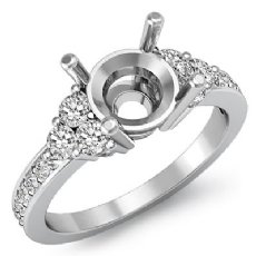 Round Side Diamond Engagement 6 Stone Ring Semi Mount 14K W Gold Setting 0.50Ct