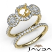 Halo Diamond 3 Stone Engagement Ring Bridal Set 14k Yellow Gold Semi Mount 1.45Ct - javda.com 