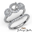 Halo Diamond 3 Stone Engagement Ring Bridal Set Platinum 950 Semi Mount 1.45Ct - javda.com 