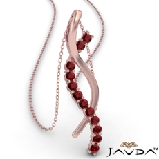 Twisted Ribbon Round Ruby Gemstone Pendant Necklace 14k Rose Gold <Dcarat>