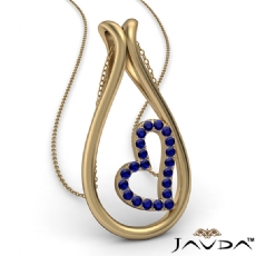 Dew Drop Little Heart Sapphire Gemstone Pendant Necklace 14k Gold Yellow <Dcarat>