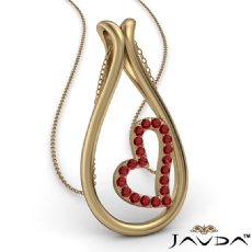 Dew Drop Little Heart Ruby Gemstone Pendant Necklace 14k Gold Yellow <Dcarat>