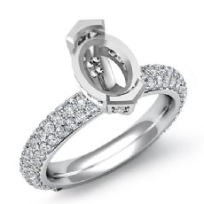 1.40Ctw Oval Pave Diamond Engagement Women Ring Setting 14k White Gold