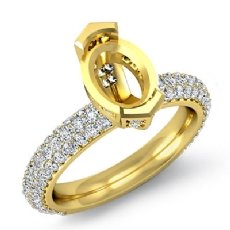 Oval Pave Diamond Engagement Women Ring Setting 14k Gold Yellow (1.4Ct. tw.)