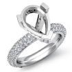 1.47Ct Diamond Pave Engagement Women Semi Mount Ring Pear Setting 14k White Gold - javda.com 