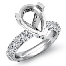 1.45Ctw Diamond Pave Engagement Women Ring Pear Setting 14K White Gold