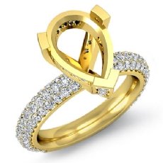 Diamond Pave Engagement Women Ring Pear Setting 18k Gold Yellow (1.47Ct. tw.)