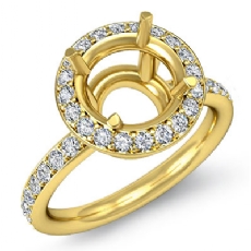 Round Diamond Engagement Semi Mount Ring 14k Gold Yellow Halo  (0.53Ct. tw.)