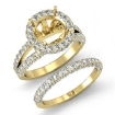 2.28Ct Pave Diamond Engagement Ring Bridal Set 14k Yellow Gold Round Semi Mount - javda.com 
