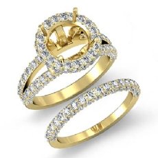 Pave Diamond Engagement Ring Bridal Set 14k Gold Yellow Round Semi Mount (2.28Ct. tw.)
