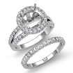 2.28Ct Pave Diamond Engagement Ring Bridal Set 14k White Gold Round Semi Mount - javda.com 