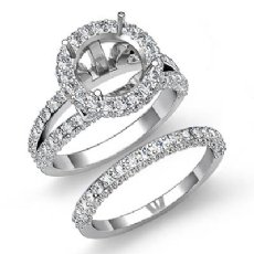 2.28Ct Pave Diamond Engagement Ring Bridal Set 14K White Gold Round Semi Mount