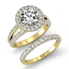 Halo Split Shank Bridal Set diamond Ring 18k Gold Yellow