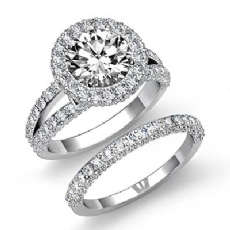 Halo Split Shank Bridal Set diamond Ring 14k Gold White