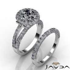 Halo Split Shank Bridal Set diamond Ring 14k Gold White