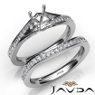 Pave Diamond Engagement Ring Oval Semi Mount Bridal Set 18k White Gold 0.9Ct - javda.com 