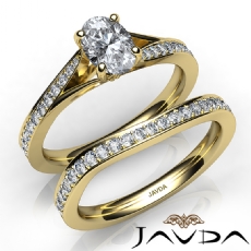 Petite Micro Pave Bridal Sets diamond Ring 14k Gold Yellow
