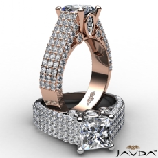 Prong Bezel Pave Sidestone diamond Ring Platinum 950