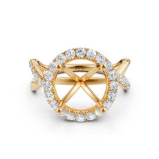 Twisted Halo XOXO Style Round Diamond Engagement Ring in 14k Gold Yellow  (0.7Ct. tw.)