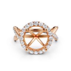 Twisted Halo XOXO Style Round Diamond Engagement Ring in 14k Rose Gold  (0.7Ct. tw.)
