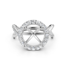 Twisted Halo XOXO Style Round Diamond Engagement Ring in 14k White Gold 0.70Ct