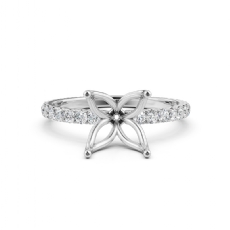 Round Diamond Semi Mount Engagement Ring in 14k White Gold 0.50 Ct.