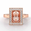 1.4Ct Diamond Engagement Pave Ring 18k Rose Gold Emerald Semi Mount - javda.com 