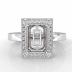 1.4Ct Diamond Engagement Pave Ring 14k White Gold Emerald Semi Mount - javda.com 