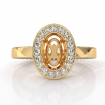 Diamond Engagement Ring Pave Setting Oval Semi Mount 18k Yellow Gold 1.45Ct - javda.com 