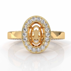 Diamond Engagement Ring Pave Setting Oval Semi Mount 14k Gold Yellow  (1.45Ct. tw.)