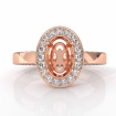 Diamond Engagement Ring Pave Setting Oval Semi Mount 18k Rose Gold 1.45Ct - javda.com 