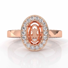 Diamond Engagement Ring Pave Setting Oval Semi Mount 14k Rose Gold  (1.45Ct. tw.)