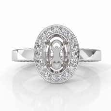 Diamond Engagement Ring Pave Setting Oval Semi Mount 14k White Gold 1.45 Ct