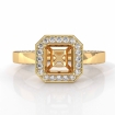 Diamond Engagement Pave Ring Setting Asscher Semi Mount 14k Yellow Gold 1.42Ct - javda.com 