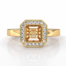 Diamond Engagement Pave Ring Setting Asscher Semi Mount 18k Gold Yellow  (1.42Ct. tw.)