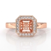 Diamond Engagement Pave Ring Setting Asscher Semi Mount 18k Rose Gold 1.42Ct - javda.com 