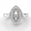 Marquise Semi Mount Diamond Engagement Pave Ring Setting 14k White Gold 1.5Ct - javda.com 