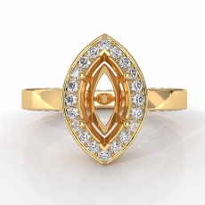 Marquise Semi Mount Diamond Engagement Pave Ring Setting 14k Gold Yellow  (1.5Ct. tw.)