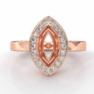 Marquise Semi Mount Diamond Engagement Pave Ring Setting 14k Rose Gold 1.5Ct - javda.com 