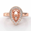 Diamond Engagement Pear Cut Semi Mount Pave Ring Setting 14k Rose Gold 1.55Ct - javda.com 