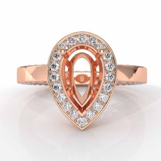 Diamond Engagement Pear Cut Semi Mount Pave Ring Setting 14k Rose Gold  (1.55Ct. tw.)