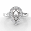 Diamond Engagement Pear Cut Semi Mount Pave Ring Setting 14k White Gold 1.55Ct - javda.com 