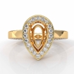 Diamond Engagement Pear Cut Semi Mount Pave Ring Setting 14k Yellow Gold 1.55Ct - javda.com 